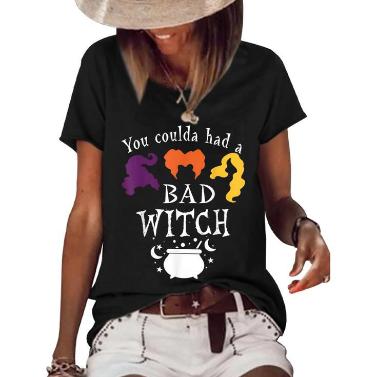 Vintage You Coulda Had A Bad Witch Halloween Funny Women's Short Sleeve Loose T-shirt