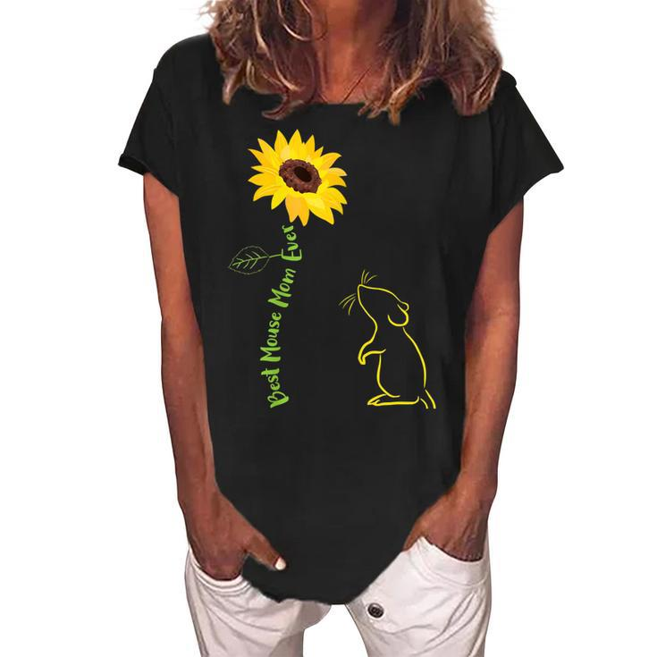 Best Mouse Mom Ever Sunflower Mouse Mama Mouse Mouse  Gift For Womens Gift For Women Women's Loosen Crew Neck Short Sleeve T-Shirt