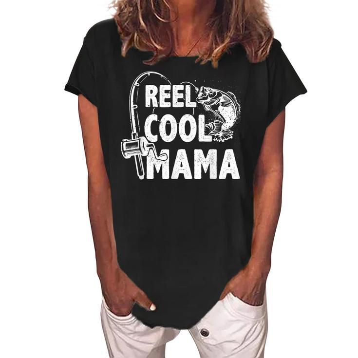 Family Lover Reel Cool Mama Fishing Fisher Fisherman  Gift For Women Women's Loosen Crew Neck Short Sleeve T-Shirt