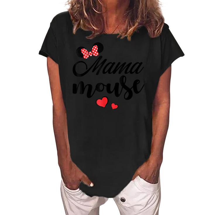Mama Mouse  Mama Mouse Heart Funny Mama Mothers Day  Gift For Mens Gift For Women Women's Loosen Crew Neck Short Sleeve T-Shirt