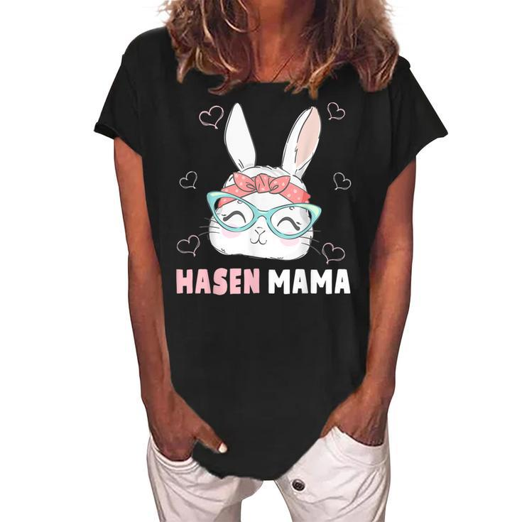 Rabbit Mum Bandana Rabbit Easter Rabbit Mum  Gift For Women Women's Loosen Crew Neck Short Sleeve T-Shirt