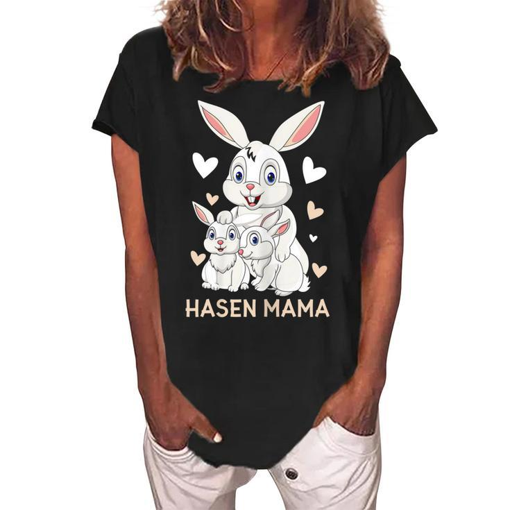 Rabbit Mum Design Cute Bunny Outfit For Girls  Gift For Women Women's Loosen Crew Neck Short Sleeve T-Shirt