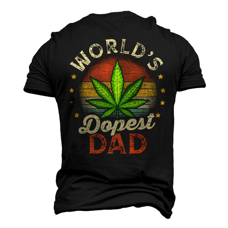 Fathers Day 420 Weed Dad Vintage Worlds Dopest Dad Men's 3D T-Shirt Back Print