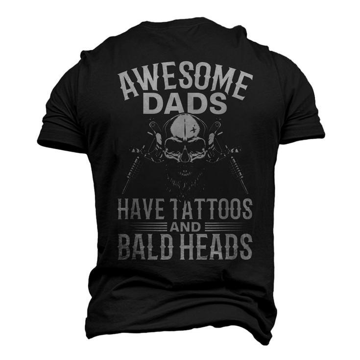 Bald Dad With Tattoos Best Papa Men's 3D T-Shirt Back Print