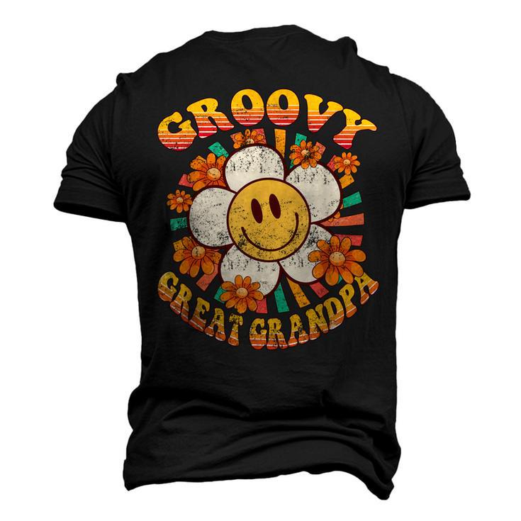 Groovy Great Grandpa Daisy Flower Smile Face 60S 70S Family Men's 3D T-shirt Back Print