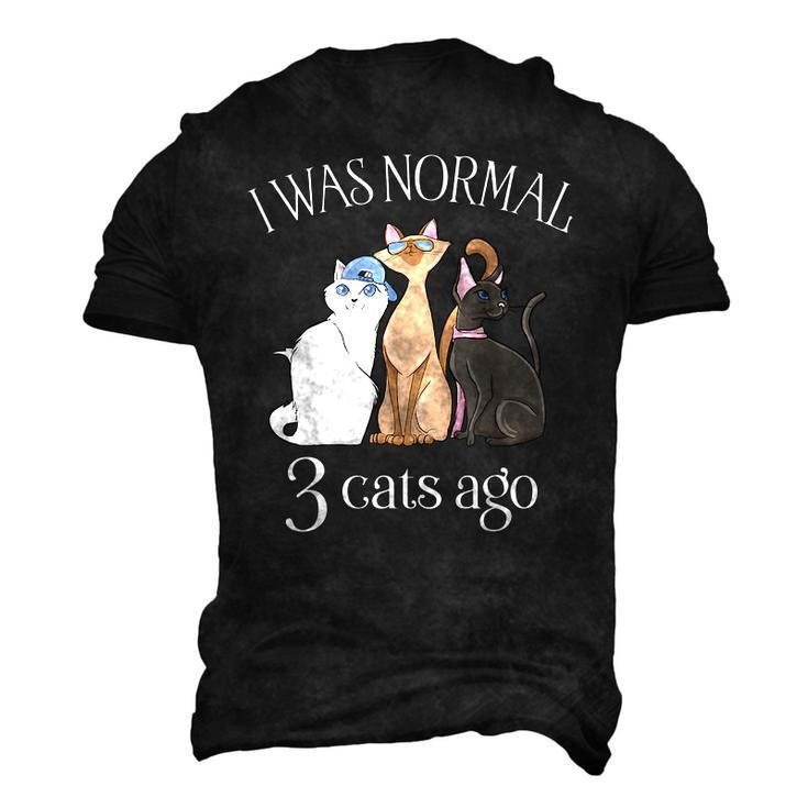 I Was Normal 3 Cats Ago T Cat Mom Dad Crazy Cat Lady Men's 3D T-Shirt Back Print