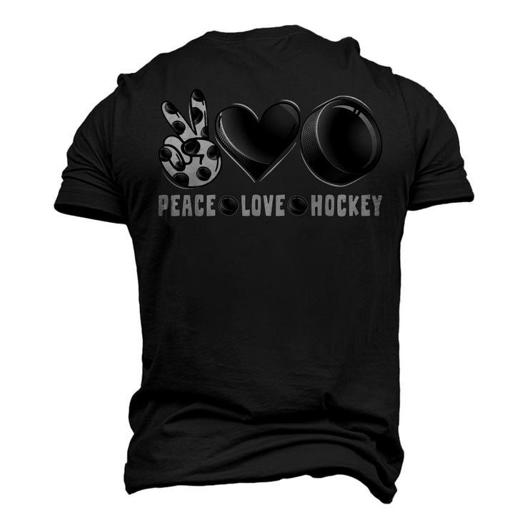 Peace Love Hockey Mommy Dad Boys Girls Son Daughter Men's 3D T-shirt Back Print