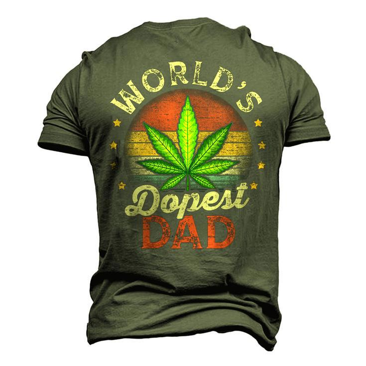 Fathers Day 420 Weed Dad Vintage Worlds Dopest Dad Men's 3D T-Shirt Back Print
