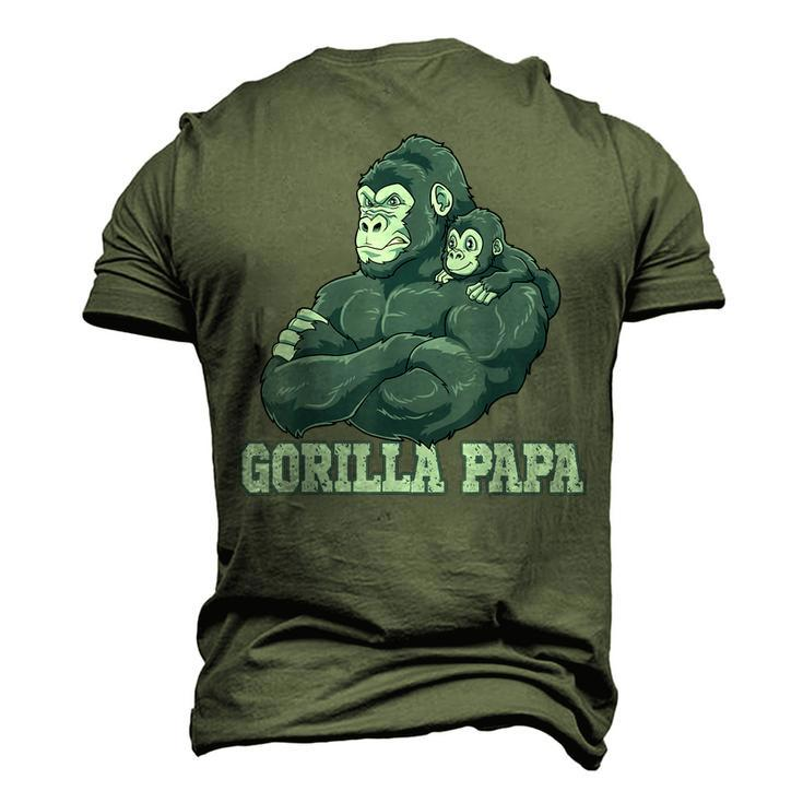 Gorilla Papa Father And Baby Dad Fathers Day Men's 3D T-shirt Back Print