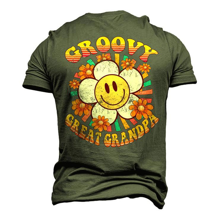 Groovy Great Grandpa Daisy Flower Smile Face 60S 70S Family Men's 3D T-shirt Back Print