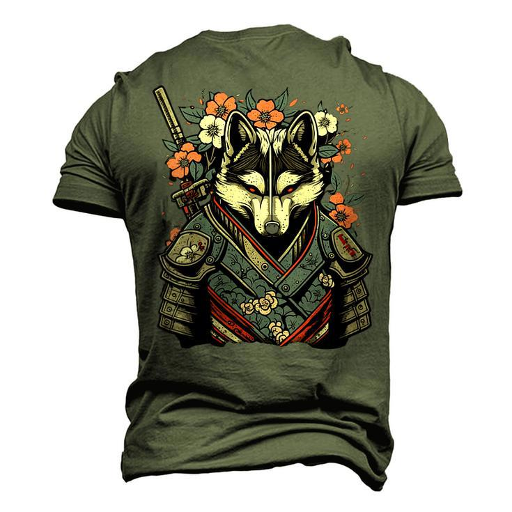Japanese Samurai Wolf Tattoo Vintage Kawaii Ninja Men's 3D T-Shirt Back Print