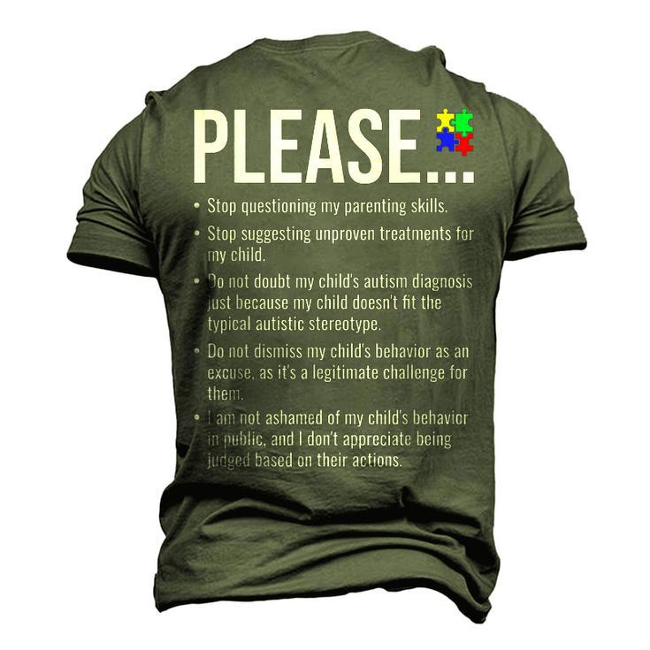 Stop Questioning My Parenting Skills Autistic Mom Dad Autism Men's 3D T-shirt Back Print