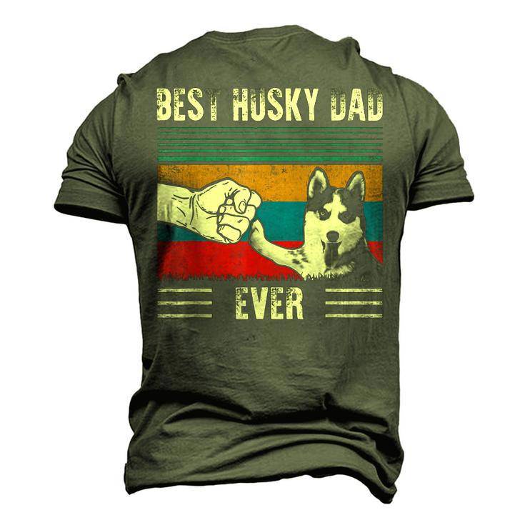 Vintage Best Dog Dad Ever Siberian Husky Fathers Day Men's 3D T-shirt Back Print