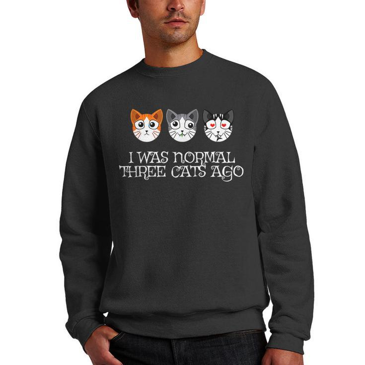 Crazy Cat Lady  - Funny I Was Normal Three Cats Ago  Men Crewneck Graphic Sweatshirt