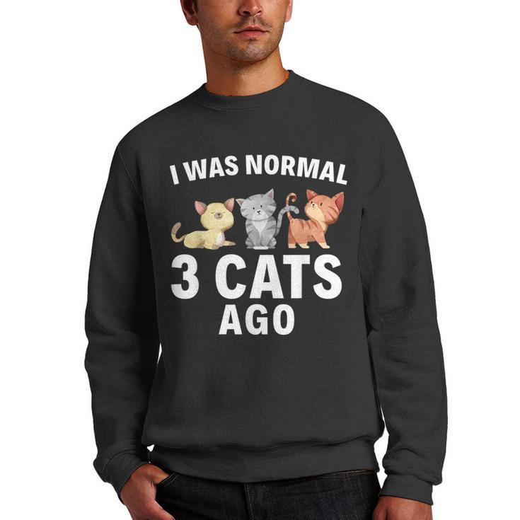 I Was Normal Three Cats Ago Crazy Cat Lady Gift  Men Crewneck Graphic Sweatshirt
