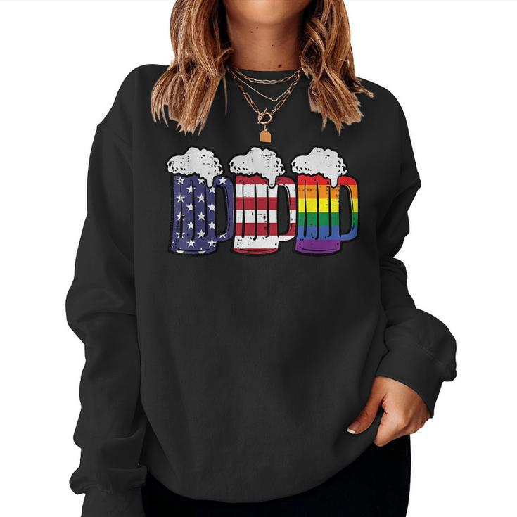 3 Rainbow Fourth Gay Pride Lgbt 4Th Of July Patriotic Women Sweatshirt