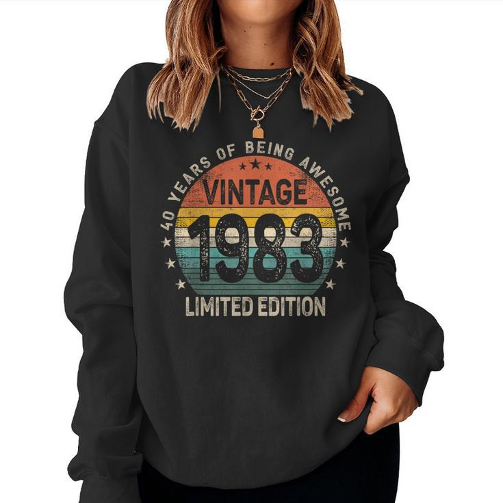 40 Years Old 1983 Vintage 40Th Birthday Men Women  Women Crewneck Graphic Sweatshirt