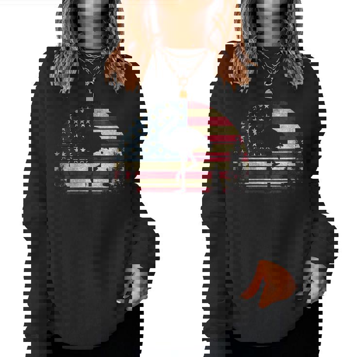 4Th Of July Patriotic Flamingo American Usa Flag Flamingo Patriotic Women Sweatshirt