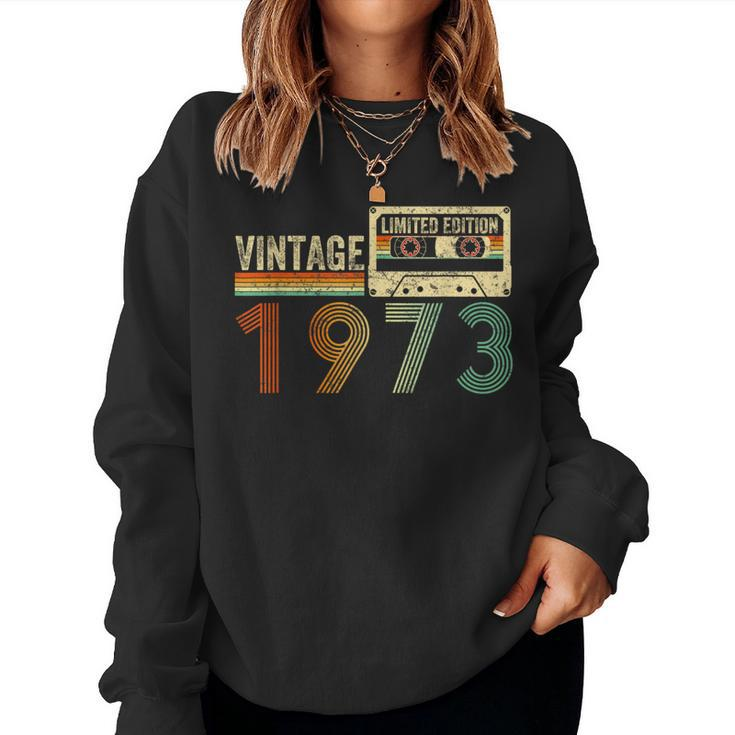 50 Year Old Vintage 1973 50Th Birthday Cassette Tape Women Sweatshirt