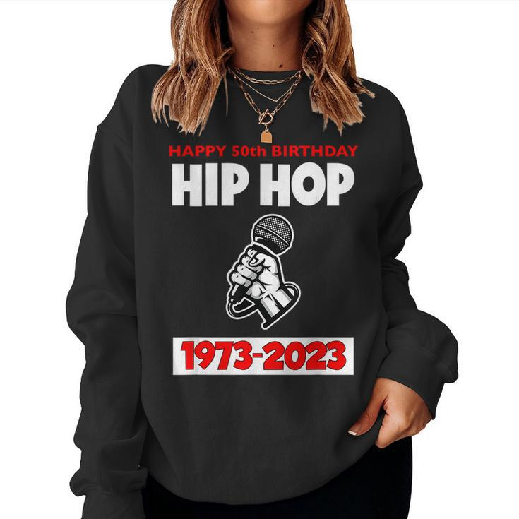 50 Years Hip Hop 50Th Anniversary Retro Mic Women Sweatshirt