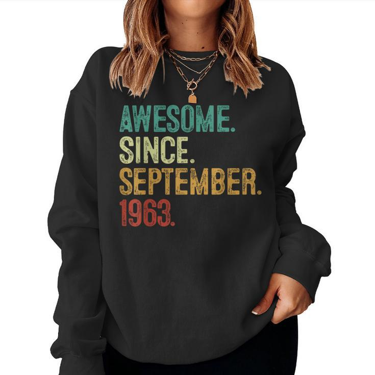 60 Year Old Awesome Since September 1963 60Th Birthday Women Sweatshirt