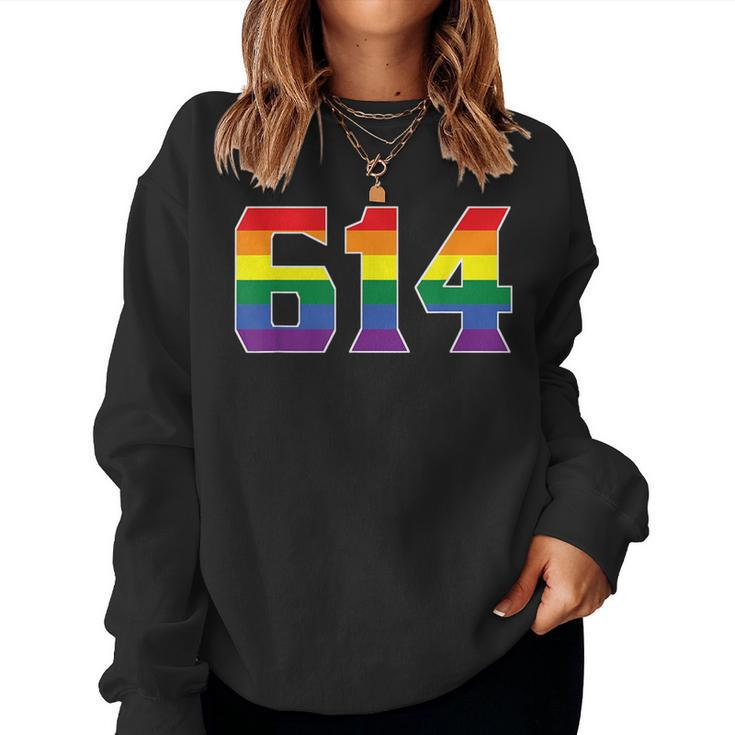 614 Area Code Columbus Oh Gay Pride Lgbt Rainbow Women Sweatshirt