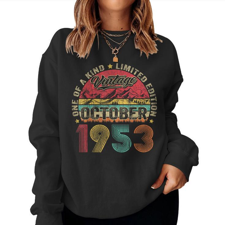 70 Years Old Vintage October 1953 70Th Birthday Women Sweatshirt