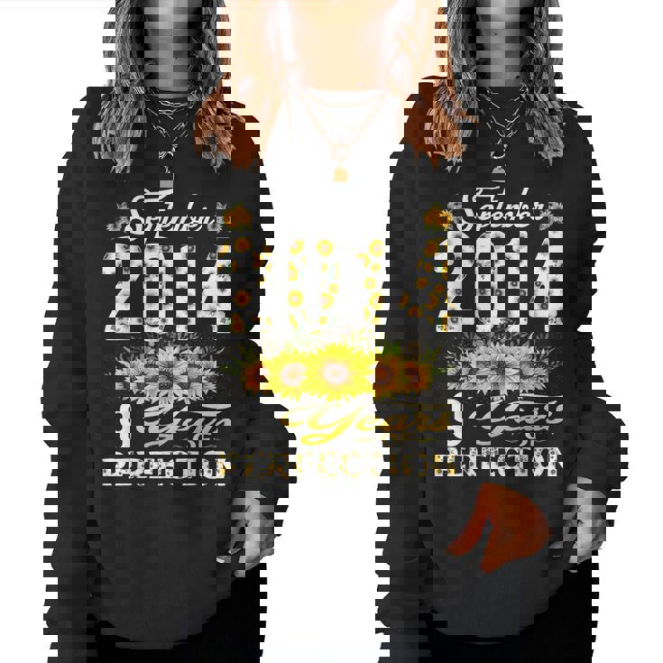 9 Year Old Born In September 2014 Floral 9Th Birthday Women Sweatshirt