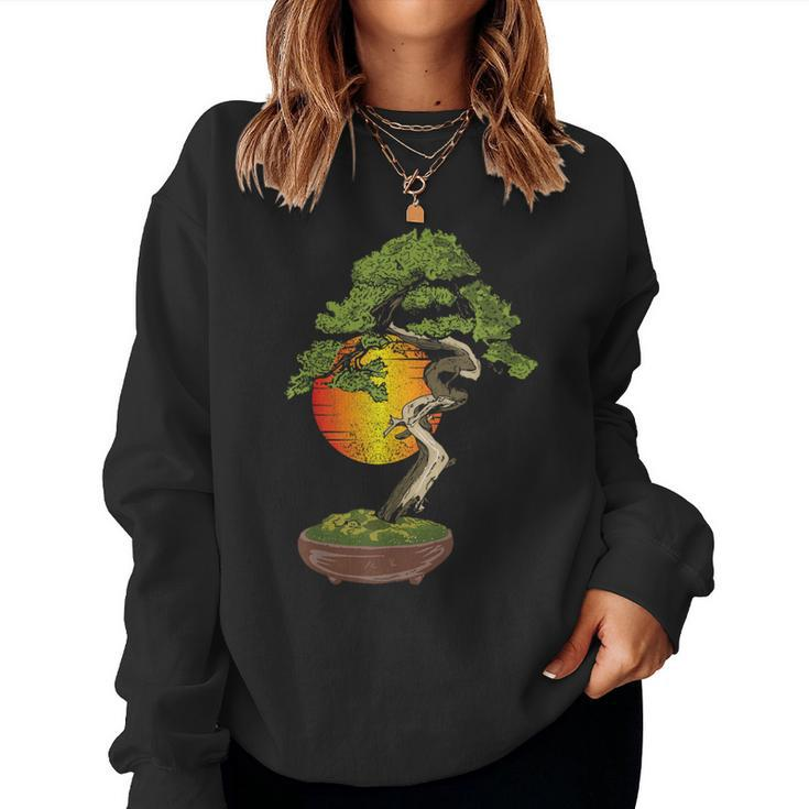 Aesthetic Retro Bonsai Tree Nature Lover Gardener Planting Women Sweatshirt