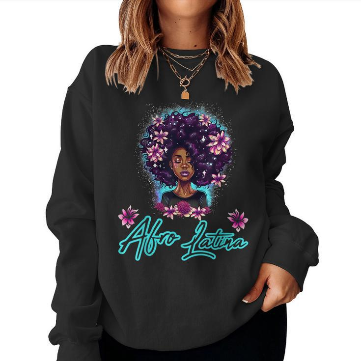Afro Latina Black Women African Latin Spanish Melanin Girl  Women Crewneck Graphic Sweatshirt