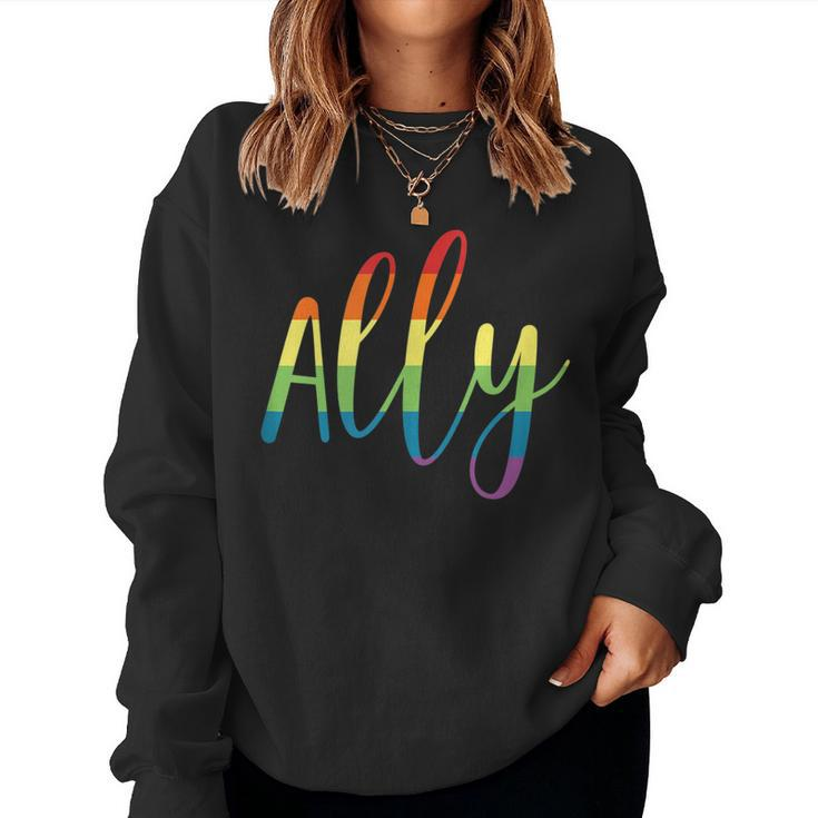 Ally Pride Gay Lgbt Day Month Parade Rainbow Flag Women Sweatshirt