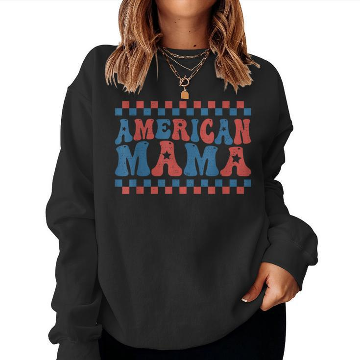 America Mama Retro Groovy Mommy Mom For Mom Women Sweatshirt