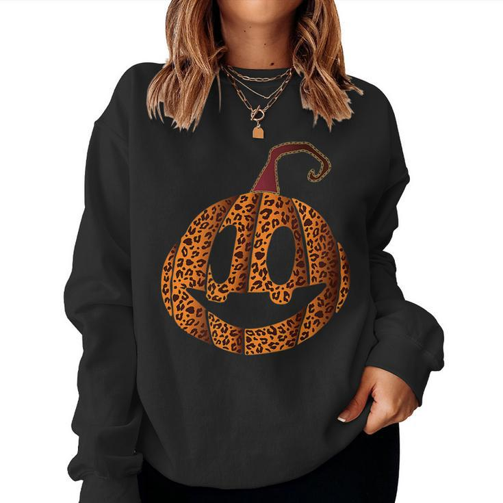 Animal Print Pumpkin Fall & Halloween Leopard Pumpkin Halloween Women Sweatshirt