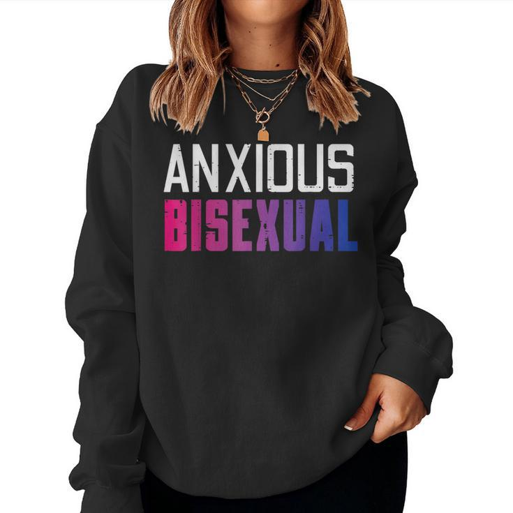Anxious Bisexual Bi Pride Flag Bisexuality Lgbtq Women Men Women Sweatshirt