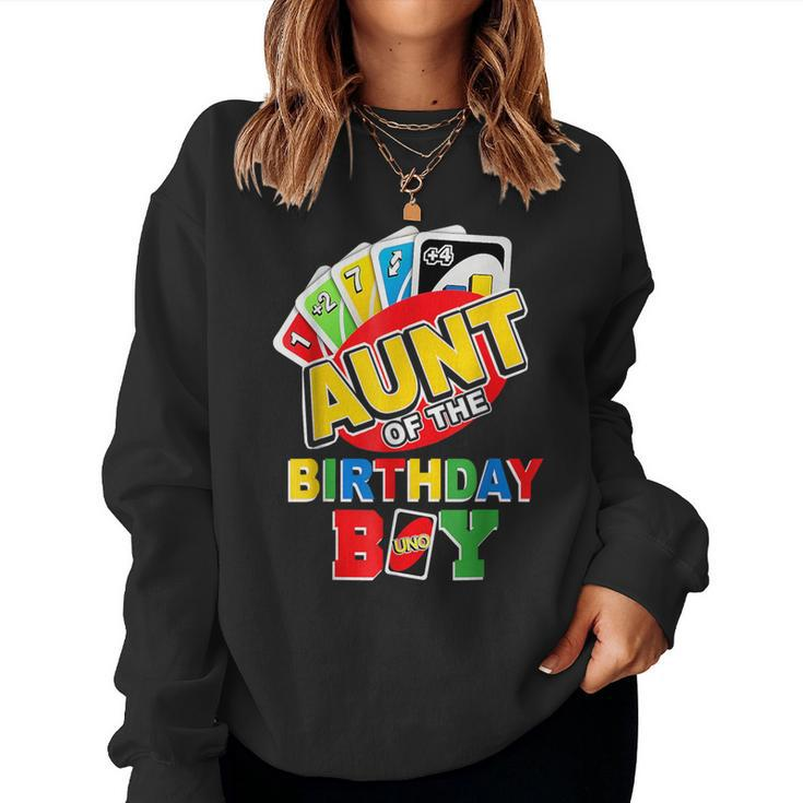 Aunt Of The Birthday Boy Uno Mom Mommy Mama 1St Bday Women Sweatshirt