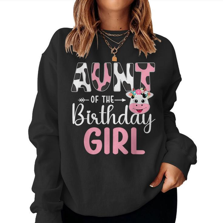 Aunt Of The Birthday Girl Farm Cow 1 St Birthday Girl Women Sweatshirt