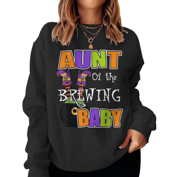 Aunt Of Brewing Baby Halloween Theme Baby Shower Spooky Women Sweatshirt