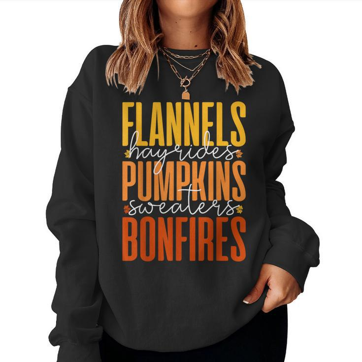 Autumn Fall Flannels Hayrides Pumpkins Sweaters Bonfires Women Sweatshirt