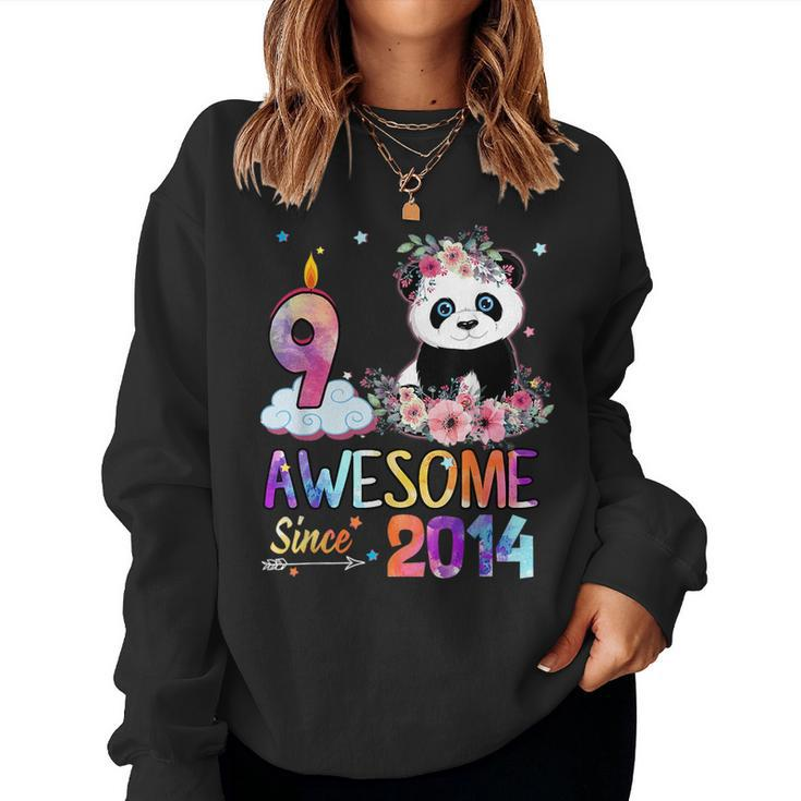 Awesome Since 2014 9Th Birthday 9 Year Old Panda Unicorn Women Sweatshirt