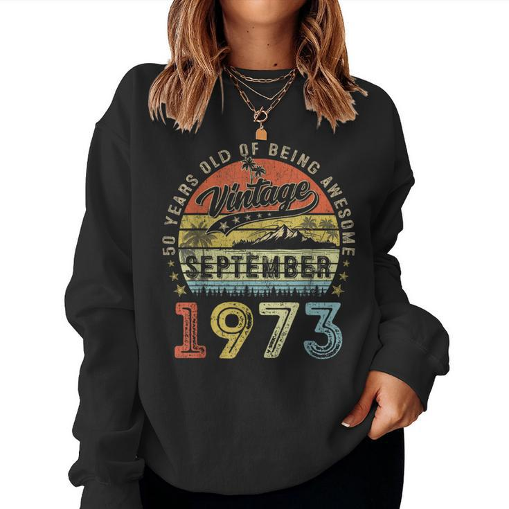 Awesome Since September 1973 Vintage 50Th Birthday Women Sweatshirt