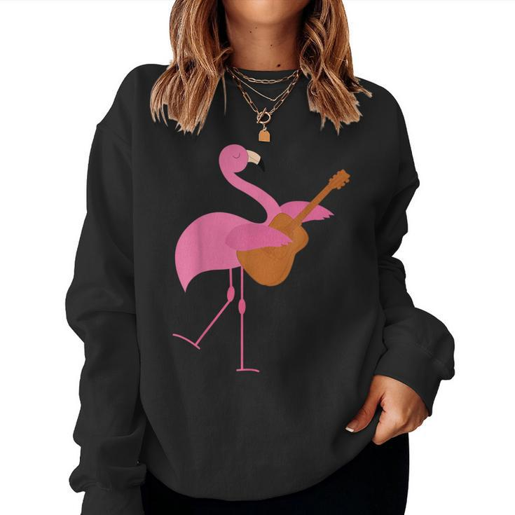 Beautiful Flamingo Playing Guitar Musician Women Sweatshirt