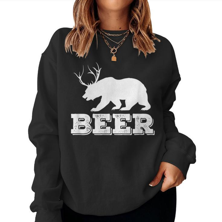 Beer Bear Antler Bear Lover Beer Drinking Party Women Sweatshirt