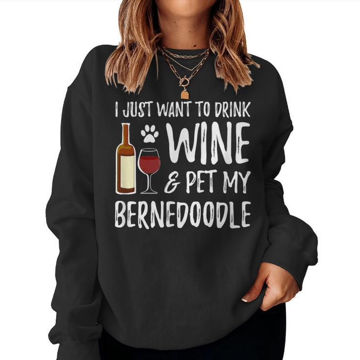 Bernedoodle Dog Lover Wine Dog Mom Women Sweatshirt