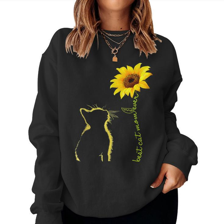 Best Cat Mom Ever Cat Lover Sunflower Pet Lover Women Sweatshirt