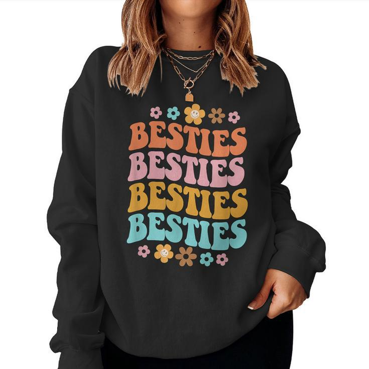 Bestie Groovy Theme Bff Cute Baby Girl Best Friends Sweetie Women Sweatshirt