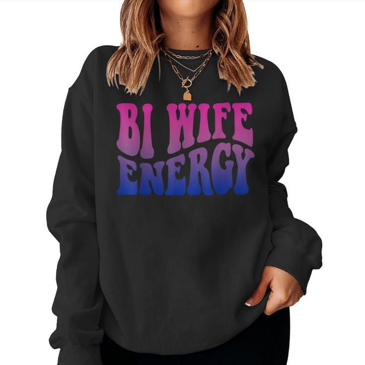 Bi Wife Energy Bisexual Pride Bisexual Flag Retro Vintage Sweatshirt