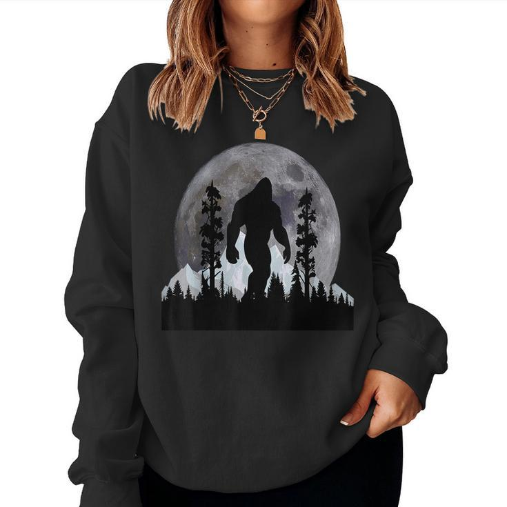 Bigfoot In The Forest Moon Night Cool Sasquatch Women Sweatshirt