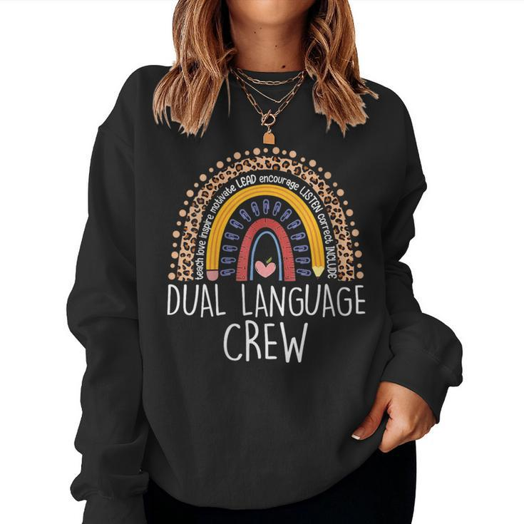 Bilingual Teacher Rainbow Dual Language Crew Maestra Spanish Women Sweatshirt