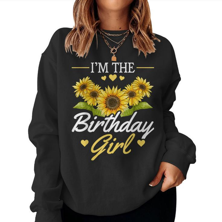 Birthday Girls Sunflower Girl Flower  Women Crewneck Graphic Sweatshirt