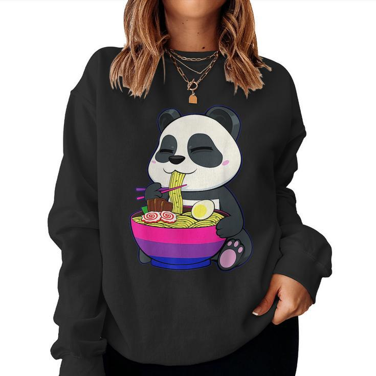 Bisexual Panda Eating Ramen Lgbt-Q Cute Subtle Bi Pride Flag Sweatshirt